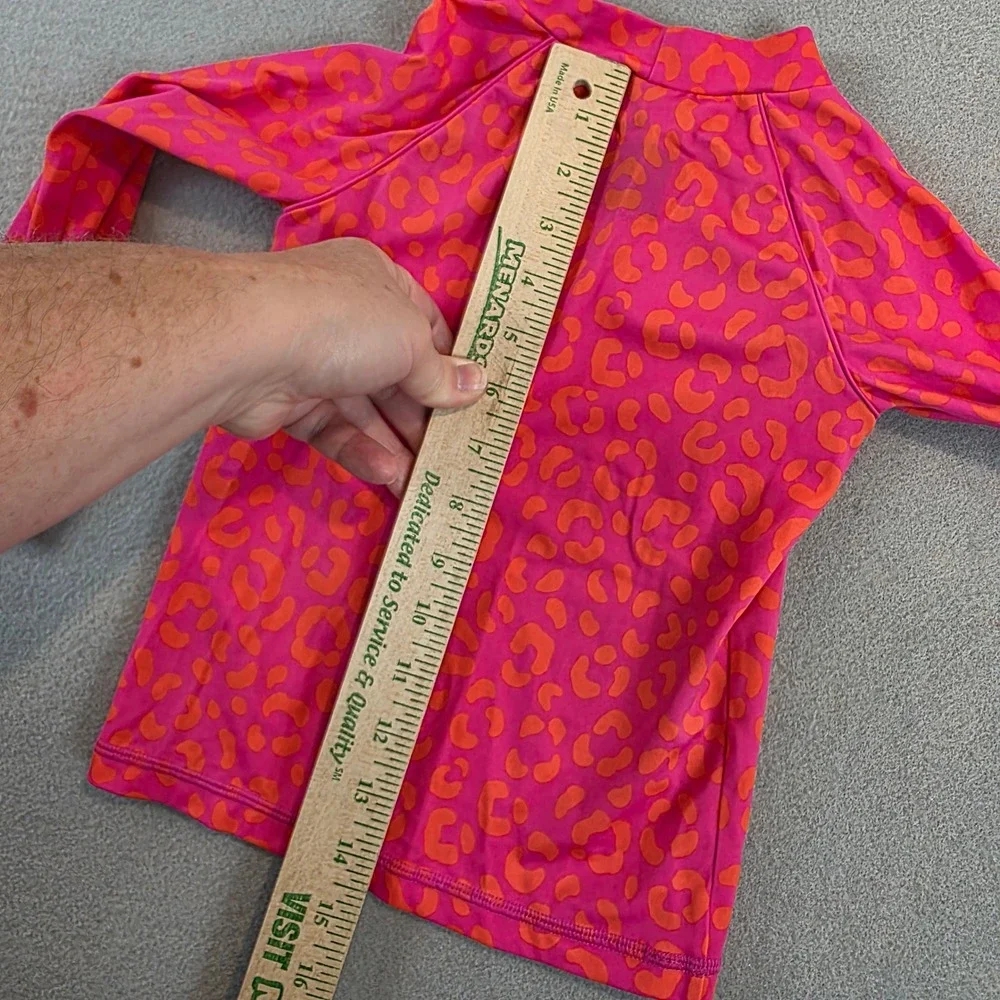 Boden Kids Pink Orange Leopard Print Long Sleeve Rash Guard UPF 40+ Size 4-5Y